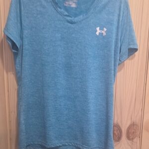 Under Armour Women's Heathered Blue V-Neck Tee